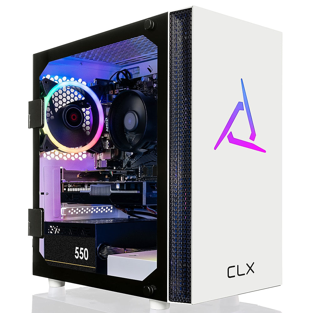CLX - SET Gaming Desktop - AMD Ryzen 5 5600 - 16GB Memory - Radeon RX 6400 - 1TB M.2 NVMe SSD - White_0