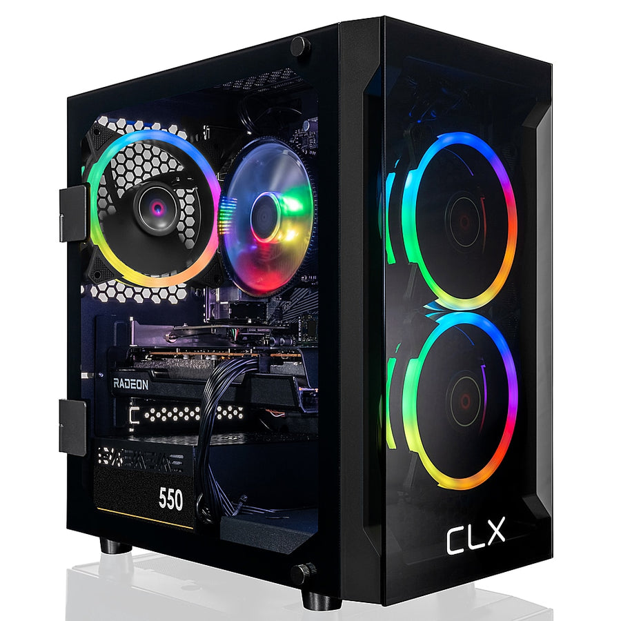 CLX - SET Gaming Desktop - AMD Ryzen 7 5700X - 16GB Memory - Radeon RX 6600 - 500GB M.2 NVMe SSD + 2TB HDD - Black_0
