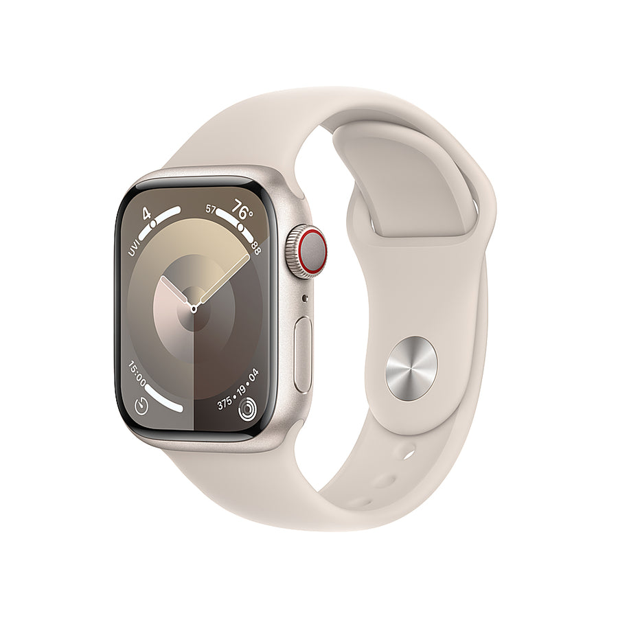 Apple Watch Series 9 (GPS + Cellular) 41mm Starlight Aluminum Case with Starlight Sport Band - S/M - Starlight (AT&T)_0