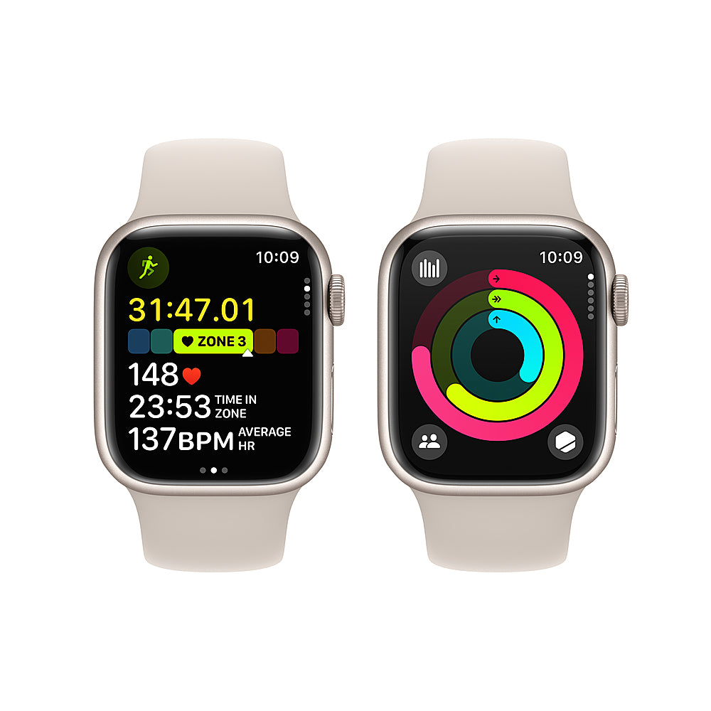 Apple Watch Series 9 (GPS + Cellular) 41mm Starlight Aluminum Case with Starlight Sport Band - S/M - Starlight (Verizon)_2