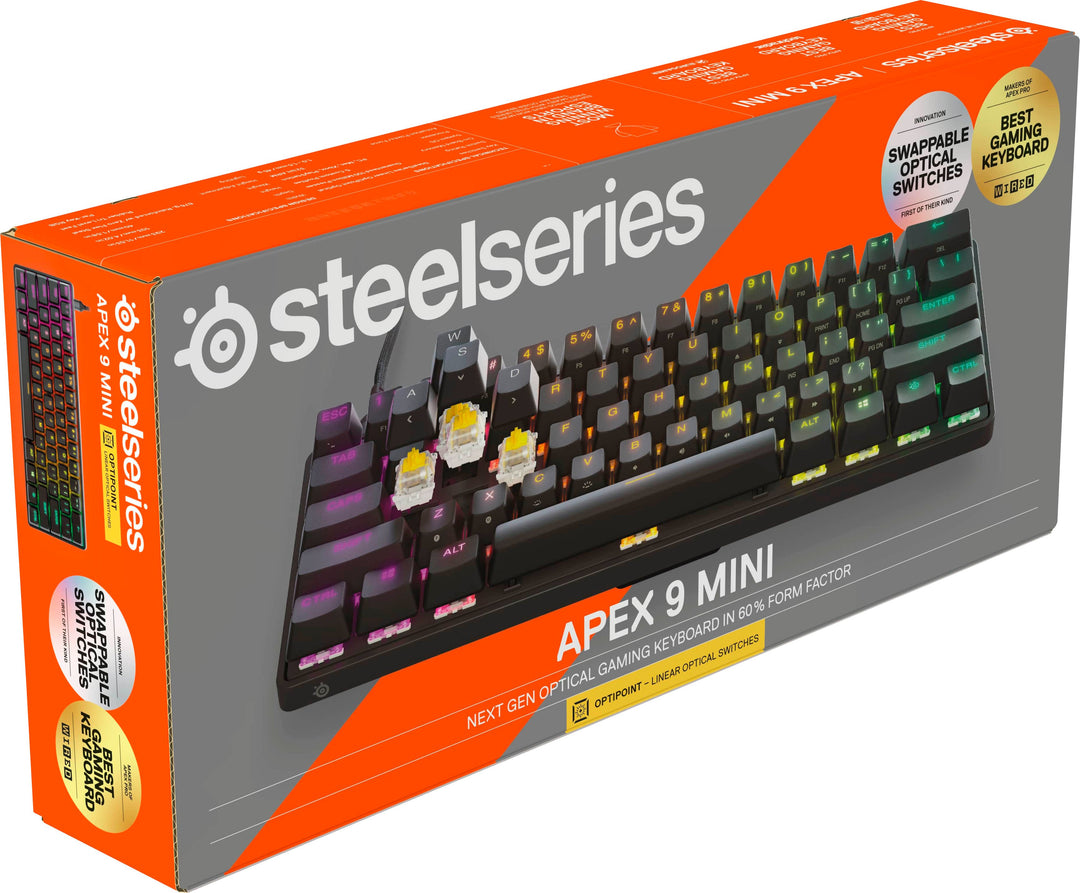 SteelSeries - Apex 9 Mini 60% Wired OptiPoint Adjustable Actuation Switch Gaming Keyboard with RGB Lighting - Black_4
