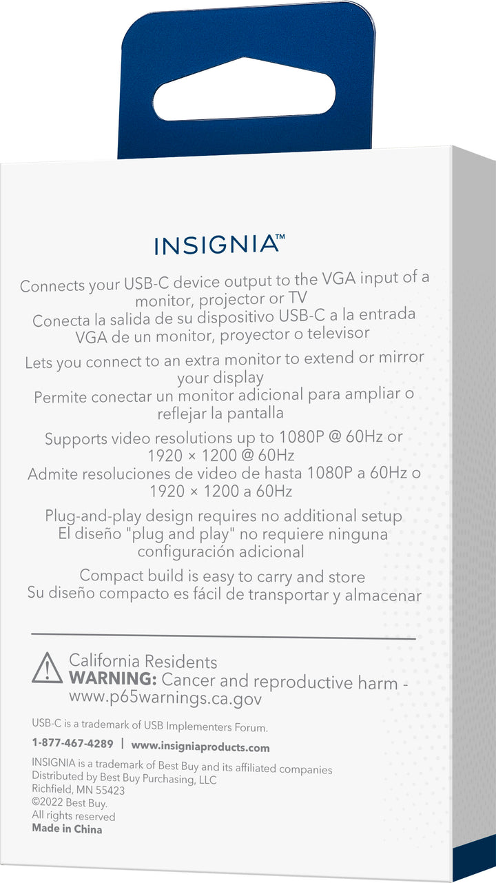 Insignia™ - USB-C-to-VGA Adapter - White_3
