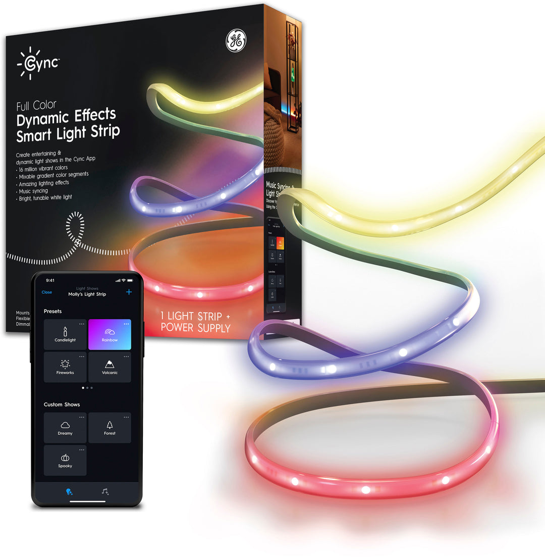 GE - CYNC 16 foot Indoor Bluetooth/Wi-Fi Color Changing Smart LED Light Strip - Full Color_2