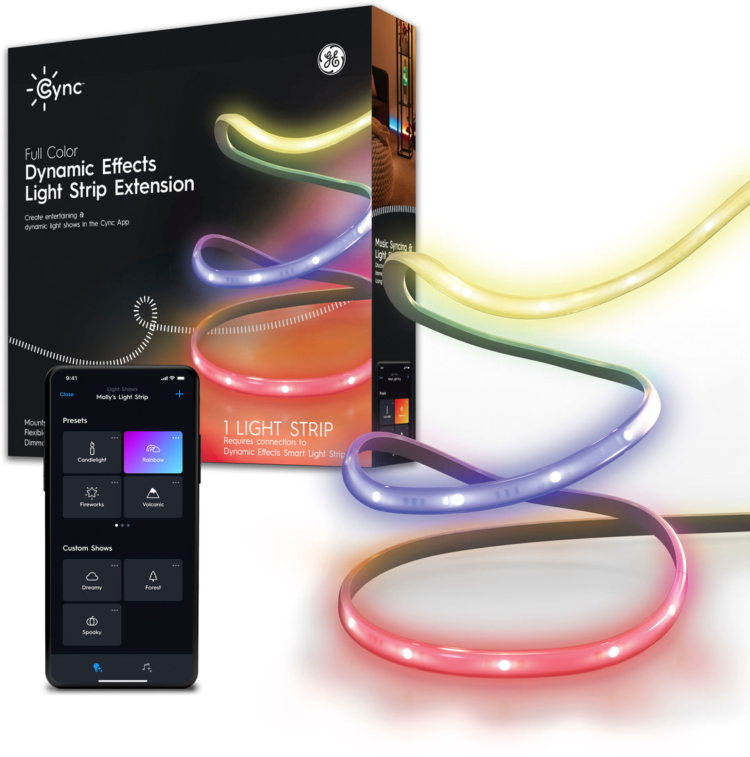 GE - CYNC 8 foot Indoor Bluetooth/Wi-Fi Color Changing Smart LED Light Strip Extension (Power Supply Sold Separately) - Full Color_2