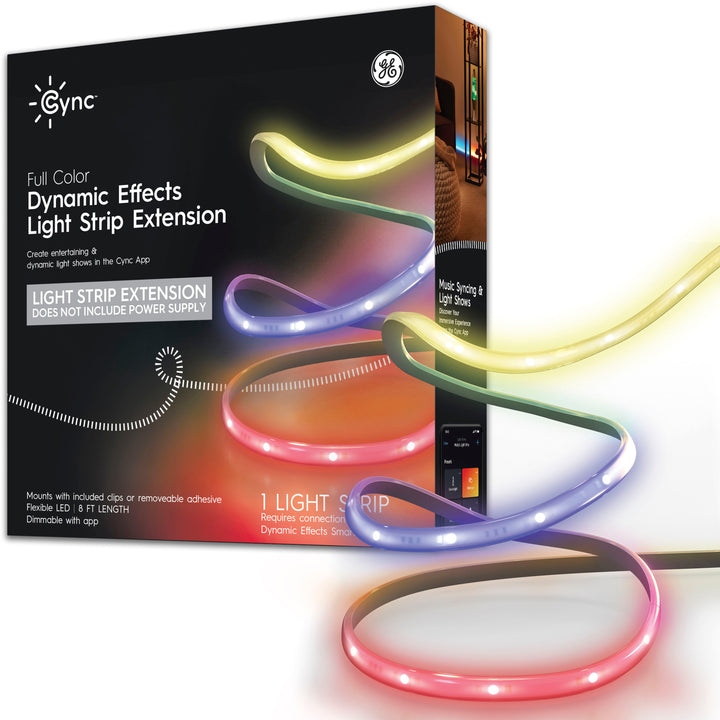 GE - CYNC 8 foot Indoor Bluetooth/Wi-Fi Color Changing Smart LED Light Strip Extension (Power Supply Sold Separately) - Full Color_0