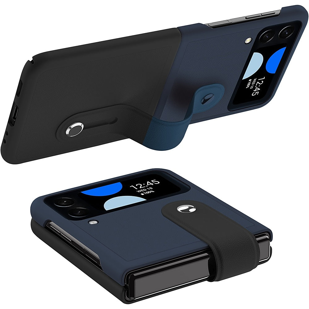 SaharaCase - FingerGrip Series Case with Strap for Samsung Galaxy Z Flip4 - Black/Blue_6