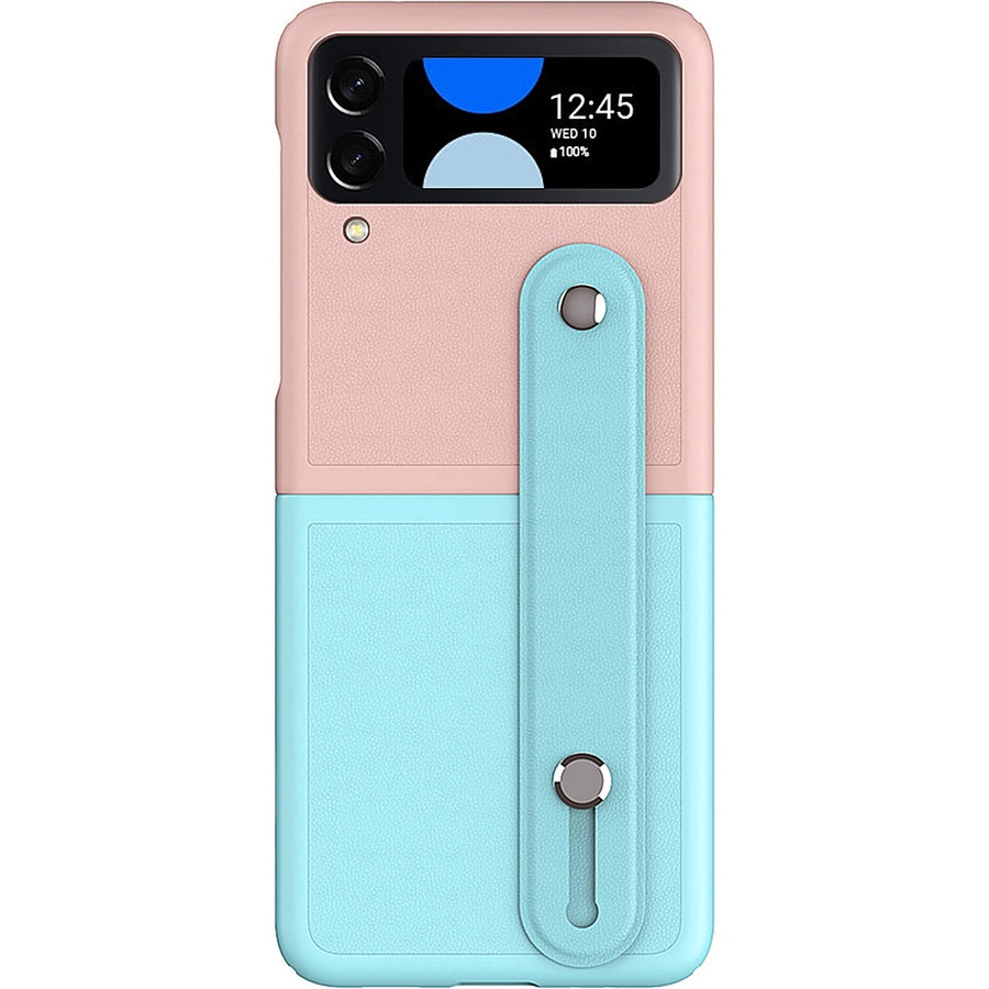 SaharaCase - FingerGrip Series Case with Strap for Samsung Galaxy Z Flip4 - Pink/Ice Blue_0