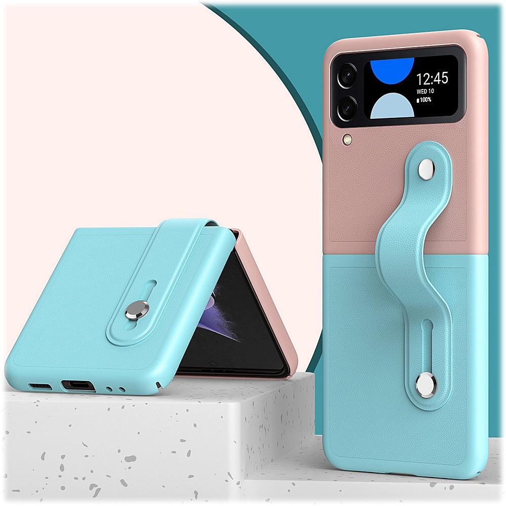 SaharaCase - FingerGrip Series Case with Strap for Samsung Galaxy Z Flip4 - Pink/Ice Blue_6