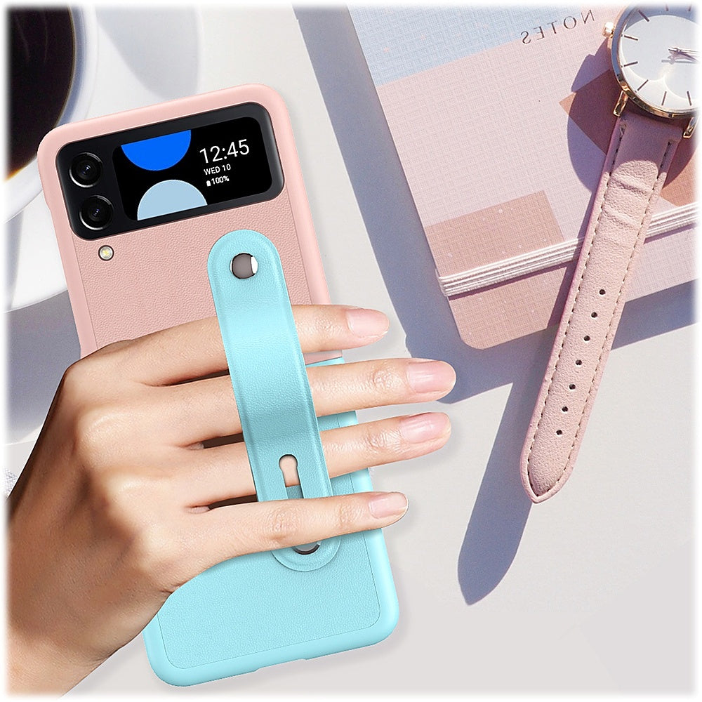 SaharaCase - FingerGrip Series Case with Strap for Samsung Galaxy Z Flip4 - Pink/Ice Blue_4