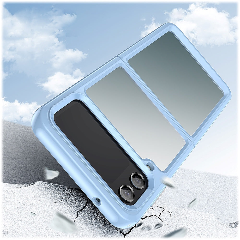 SaharaCase - Hybrid-Flex Hard Shell Case for Samsung Galaxy Z Flip4 - Clear/Sky Blue_5