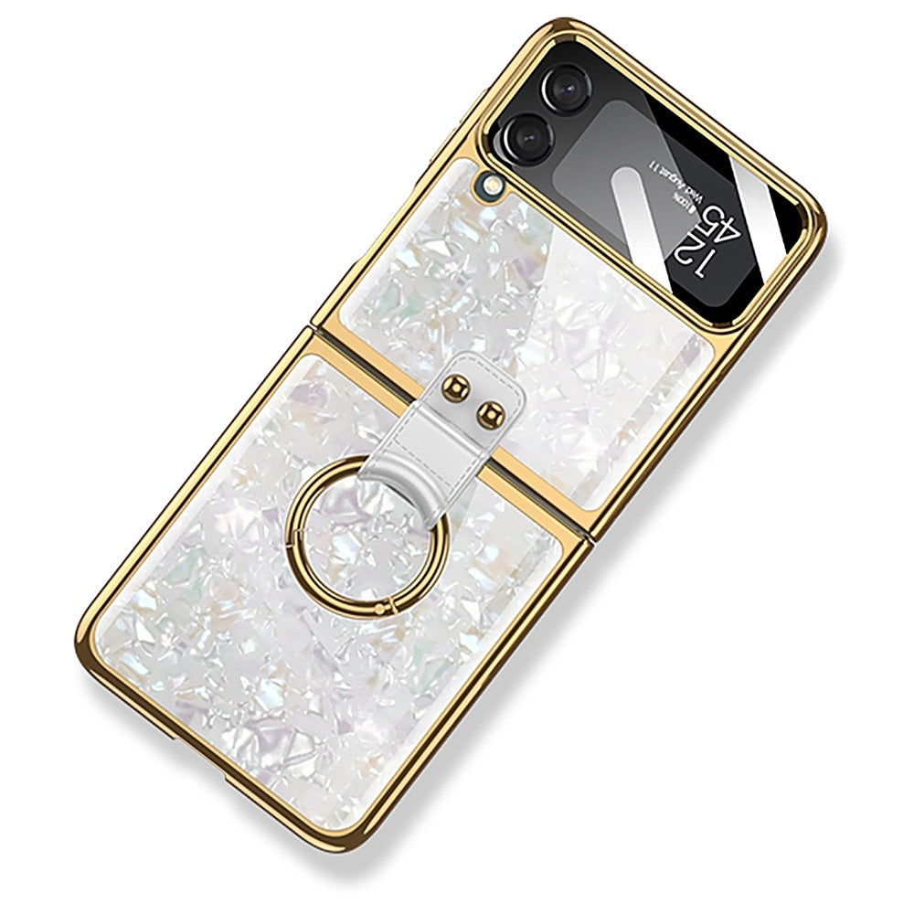 SaharaCase - Marble with Ring Case for Samsung Galaxy Z Flip4 - White_6