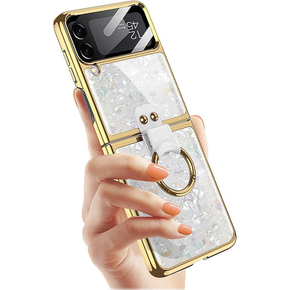 SaharaCase - Marble with Ring Case for Samsung Galaxy Z Flip4 - White_3