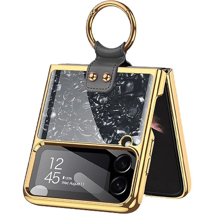 SaharaCase - Marble with Ring Case for Samsung Galaxy Z Flip4 - Black_6