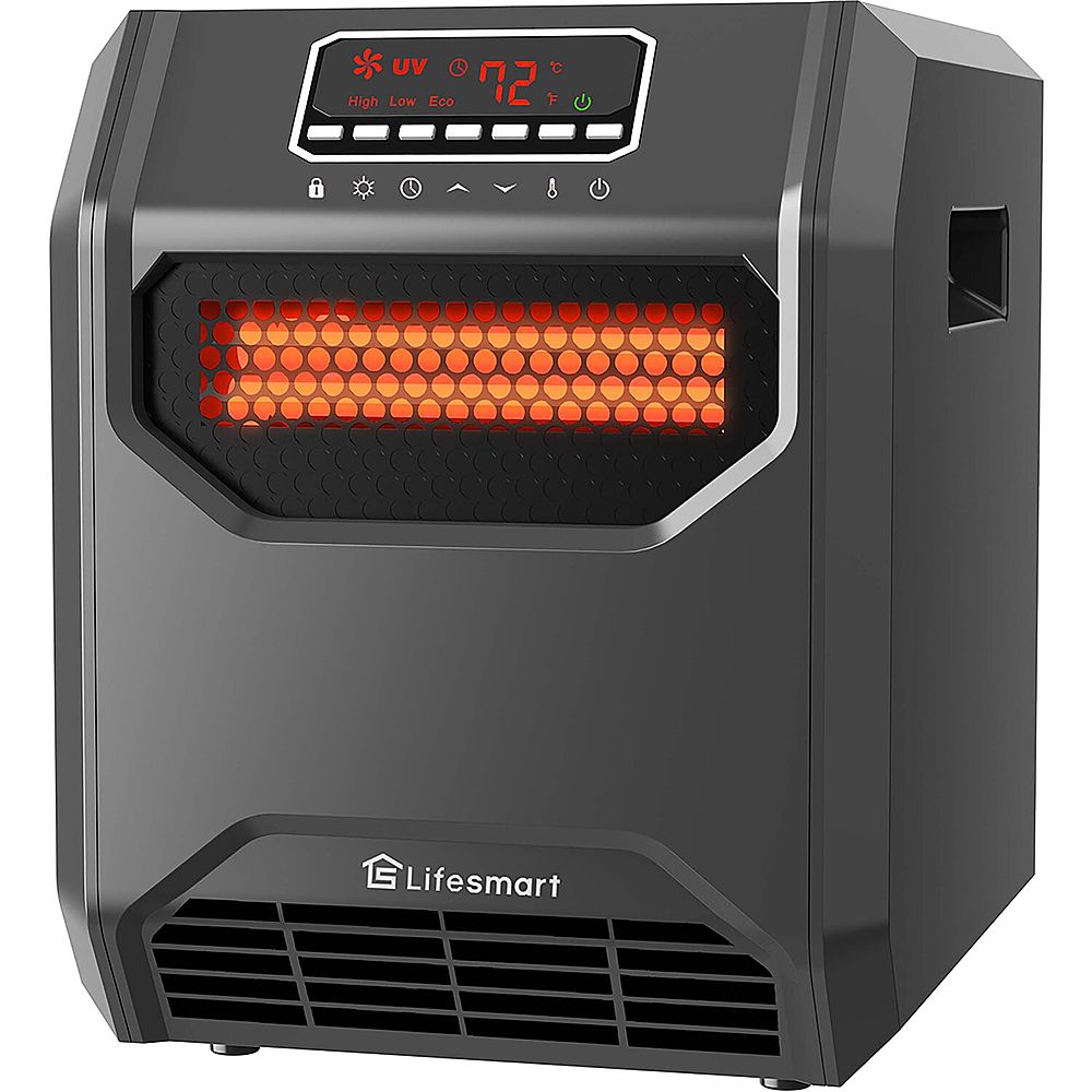 Lifesmart - 6-Element Infrared Heater with Front Intake Vent and UV Light - Black_1