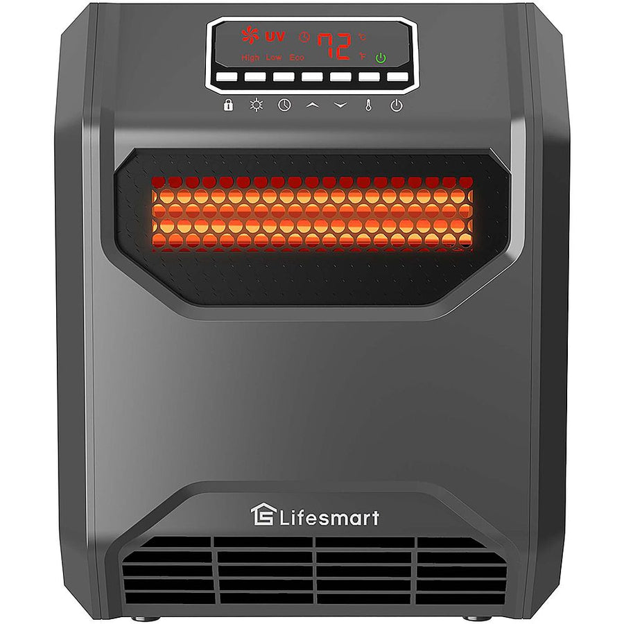 Lifesmart - 6-Element Infrared Heater with Front Intake Vent and UV Light - Black_0
