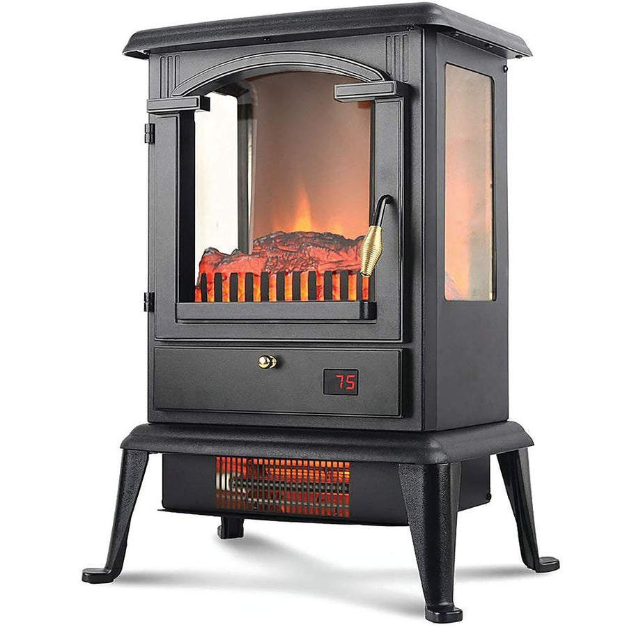 Lifesmart - 3 Sided Flame View Infrared Heater Stove - Black_0