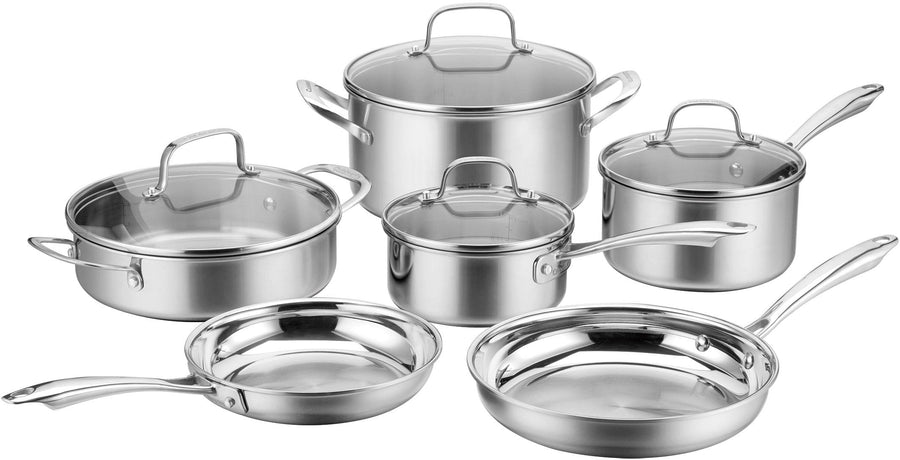 Cuisinart - Classic Tri-Ply Stainless Steel 10-pc Cookware Set - Stainless Steel_0