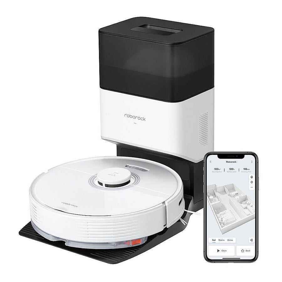 Roborock - Q7 Max+ Wi-Fi Connected Robot Vacuum and Mop with Auto-Empty Dock Pure, APP-Controlled Mopping - White_0