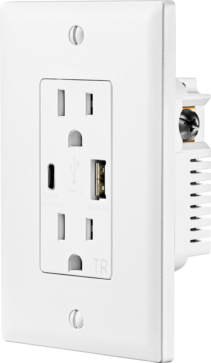 Insignia™ - Dual AC and USB/USB-C In-Wall Outlet - White_7