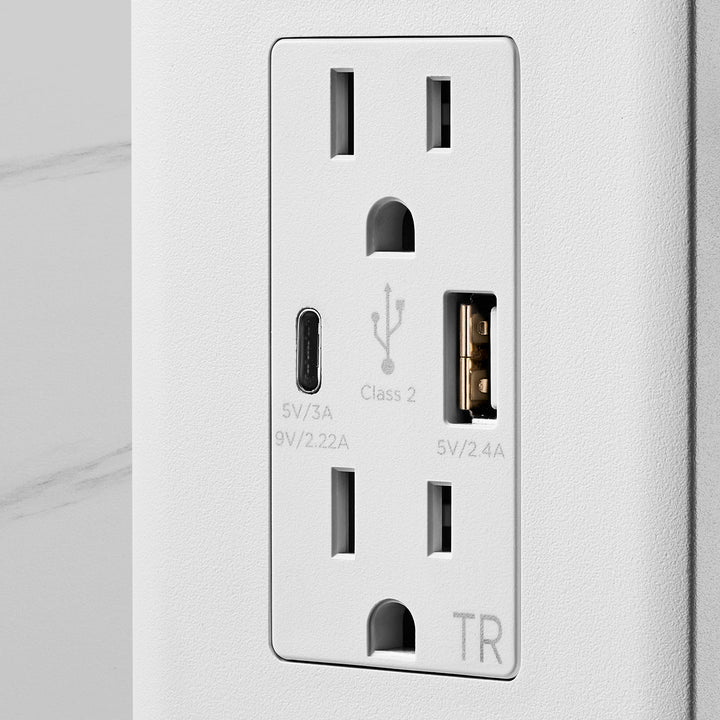 Insignia™ - Dual AC and USB/USB-C In-Wall Outlet - White_3