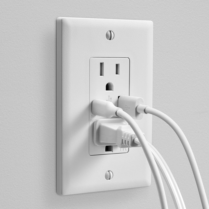 Insignia™ - Dual AC and USB/USB-C In-Wall Outlet - White_4