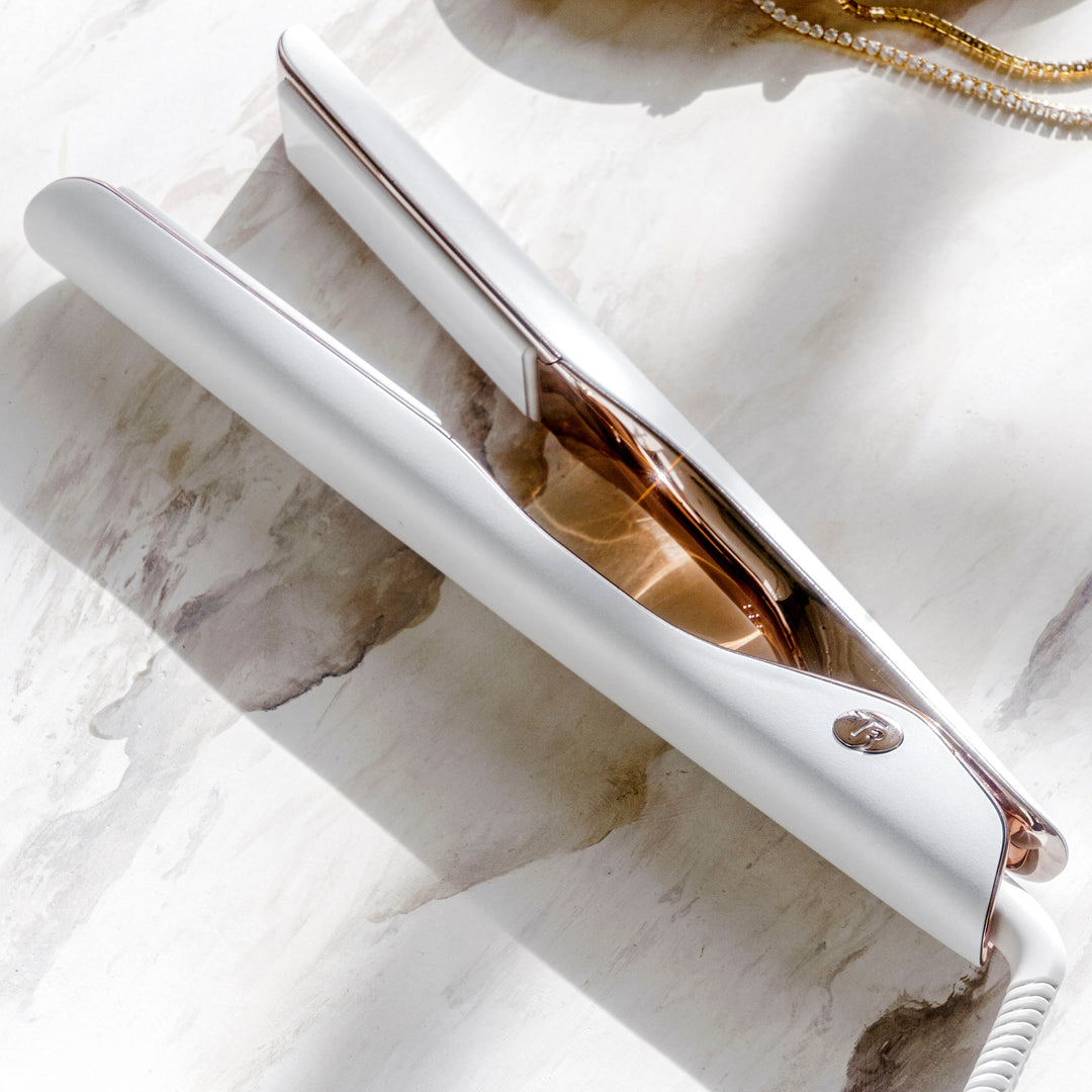 T3 - Smooth ID 1” Smart Flat Iron with Touch Interface - White & Rose Gold_3