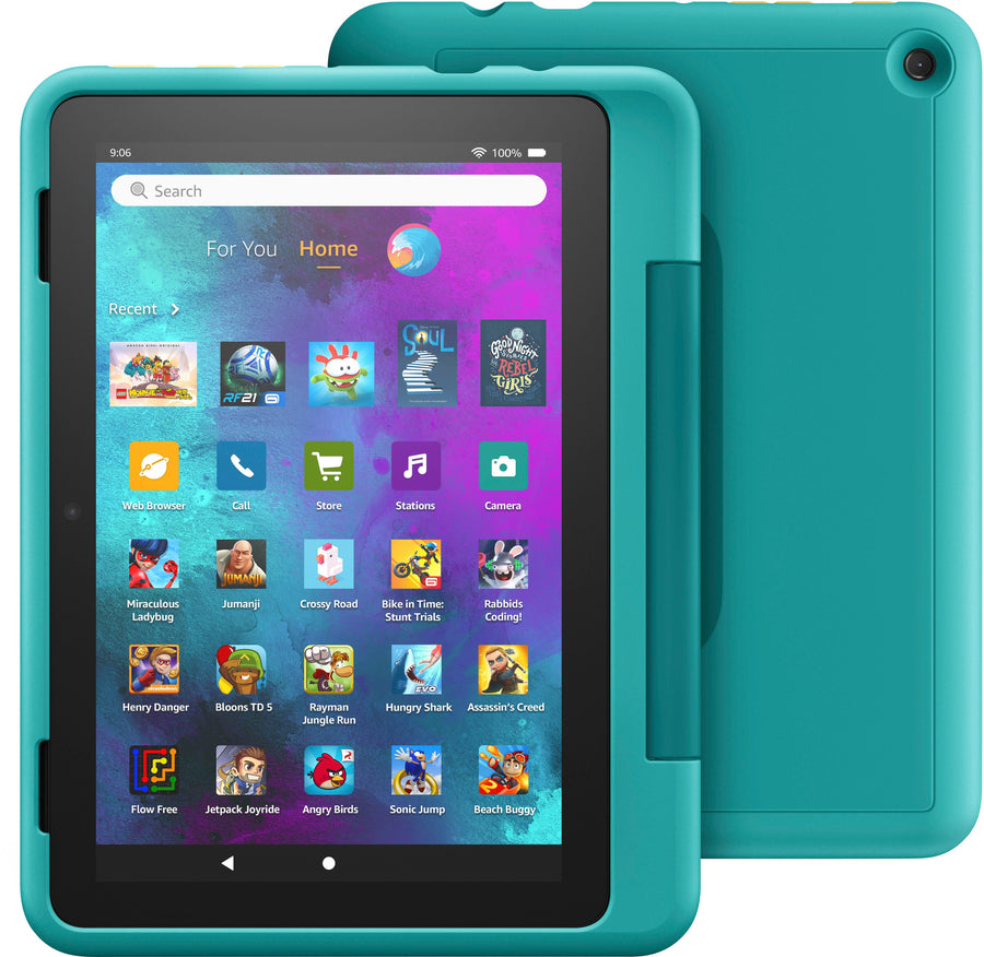 Amazon - Fire HD 8 Kids Pro tablet, 8" HD display, ages 6-12, 30% faster processor, Kid-Friendly Case, 32 GB, (2022 release) - Hello Teal_0