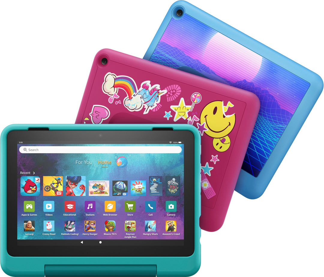Amazon - Fire HD 8 Kids Pro tablet, 8" HD display, ages 6-12, 30% faster processor, Kid-Friendly Case, 32 GB, (2022 release) - Rainbow Universe_3