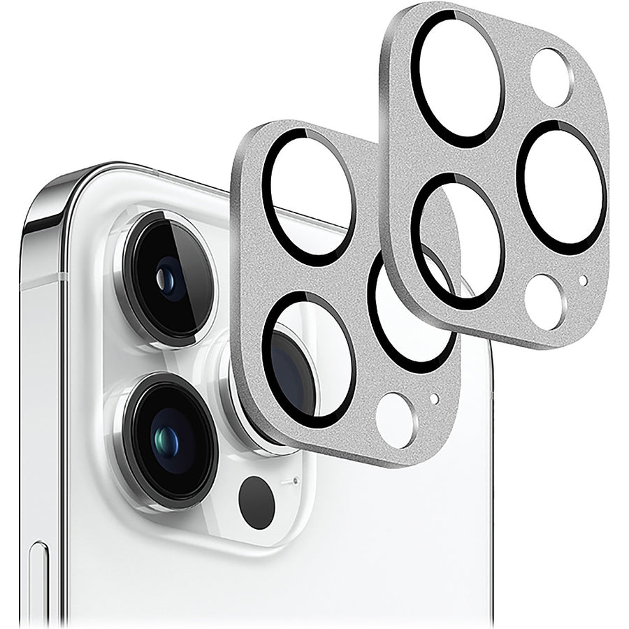 SaharaCase - ZeroDamage Camera Lens Protector for Apple iPhone 14 Pro and iPhone 14 Pro Max (2-Pack) - Silver_0