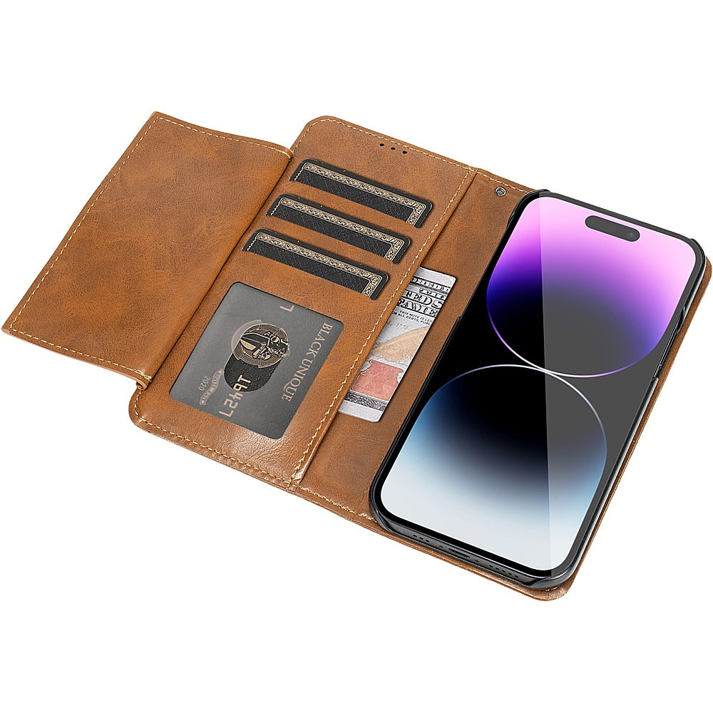 SaharaCase - Folio Wallet Case for Apple iPhone 14 Pro Max - Brown_2