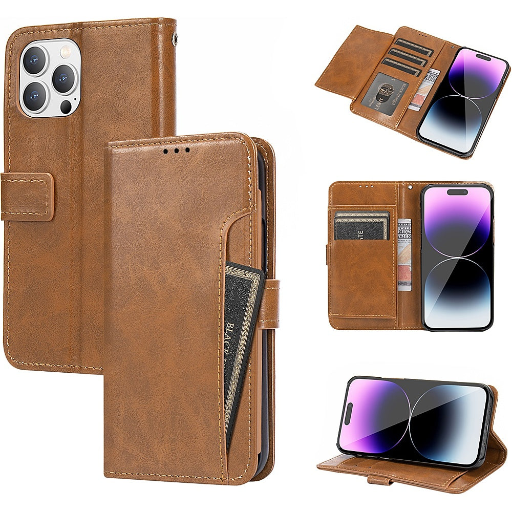 SaharaCase - Folio Wallet Case for Apple iPhone 14 Pro Max - Brown_1