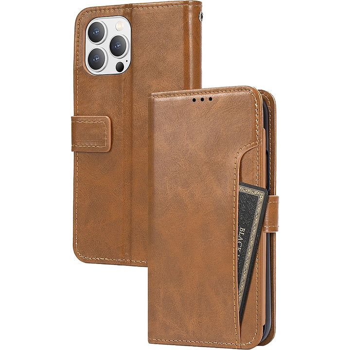 SaharaCase - Folio Wallet Case for Apple iPhone 14 Pro - Brown_4