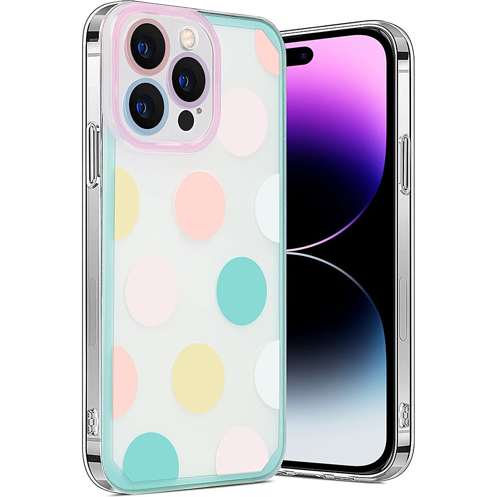 SaharaCase - PolkaDot Hybrid-Flex Hard Shell Case for Apple® iPhone® 14 Pro Max - Clear/Pink/Teal_4