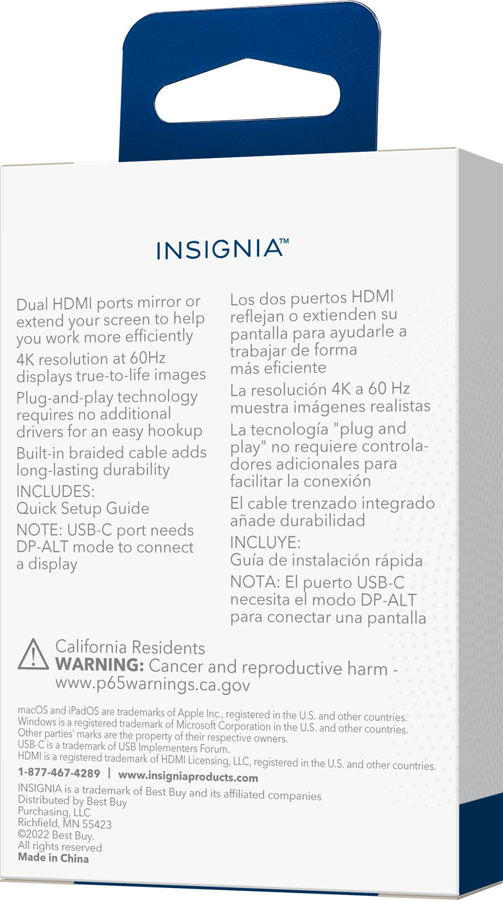 Insignia™ - USB-C to Dual 4K HDMI Adapter_4