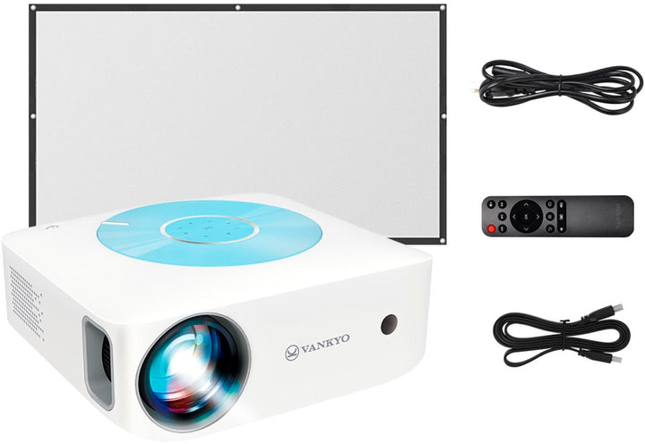 Vankyo - Leisure E30TBS Native 1080P Wireless Projector, screen included - White/Blue_4