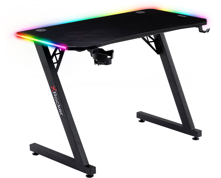 X Rocker - Cobra Gaming Desk with RGB Lighting - Black_0