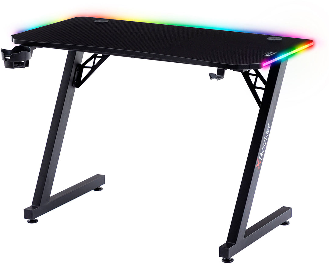 X Rocker - Cobra Gaming Desk with RGB Lighting - Black_1