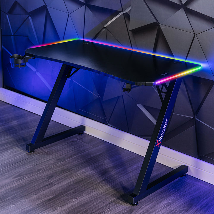 X Rocker - Cobra Gaming Desk with RGB Lighting - Black_6