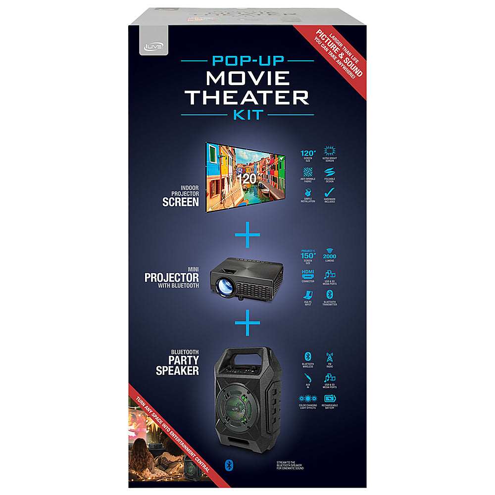iLive - THE2021BDL LED Pop Up Movie Theater Kit - Black_1
