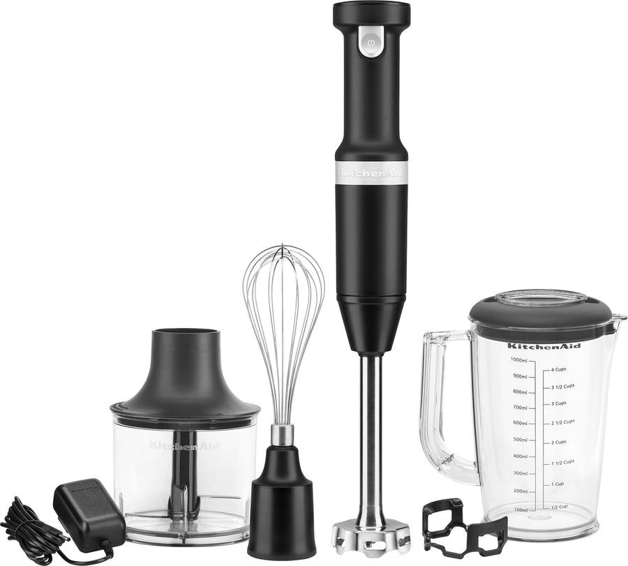 KitchenAid Cordless Variable Speed Hand Blender with Chopper and Whisk attachment - KHBBV83 - Black Matte_0