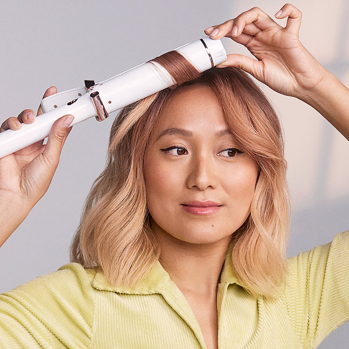 T3 - SinglePass Curl 1.5” Ceramic Long Barrel Curling and Wave Iron - White & Rose Gold_12