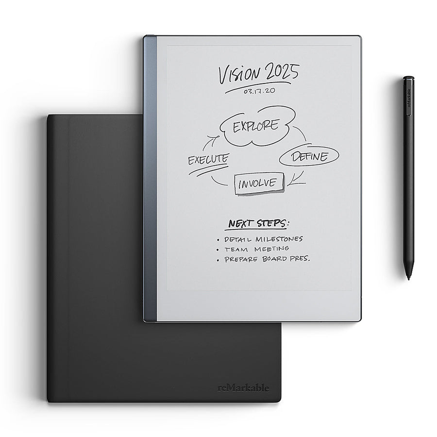 reMarkable 2 - The paper tablet - 10.3” digital paper display - with Marker Plus and Book Folio - Premium leather - Black_0