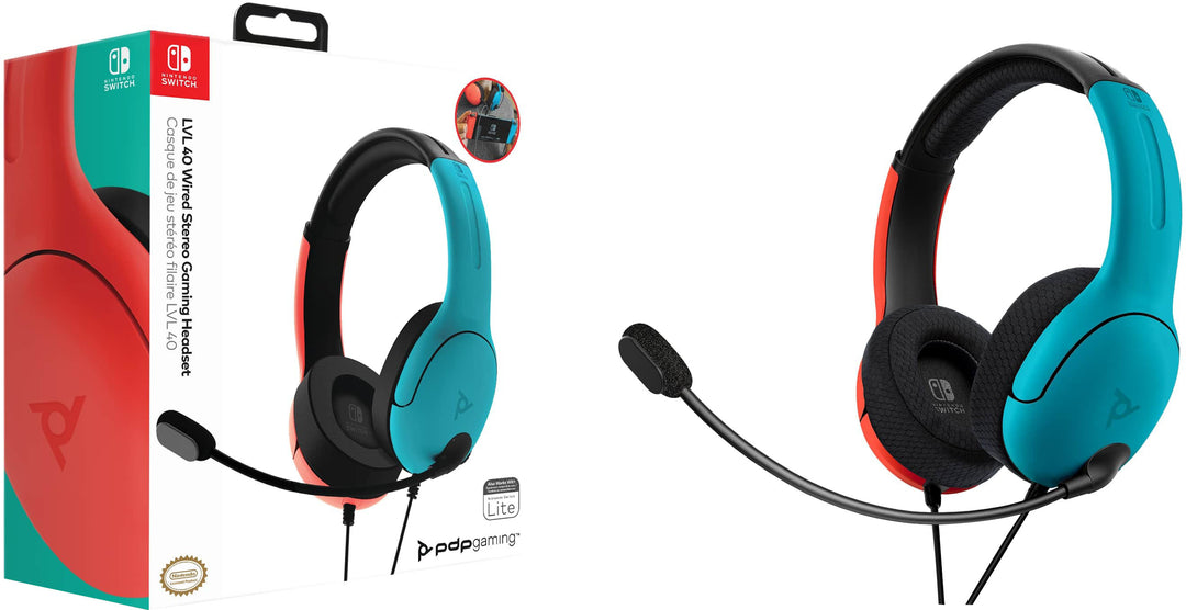 PDP AIRLITE Wired Headset: Neon Pop For Nintendo Switch, Nintendo Switch - OLED Model - Blue and Red_3