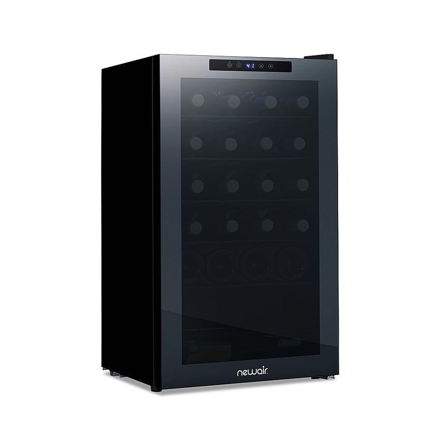NewAir - 33-Bottle Dual Zone Wine Cooler with Mirrored Double-Layer Glass Door & Compressor Cooling, Digital Temperature Control - Black_0