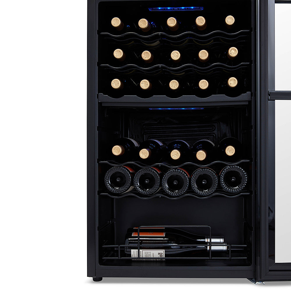 NewAir - 33-Bottle Dual Zone Wine Cooler with Mirrored Double-Layer Glass Door & Compressor Cooling, Digital Temperature Control - Black_10