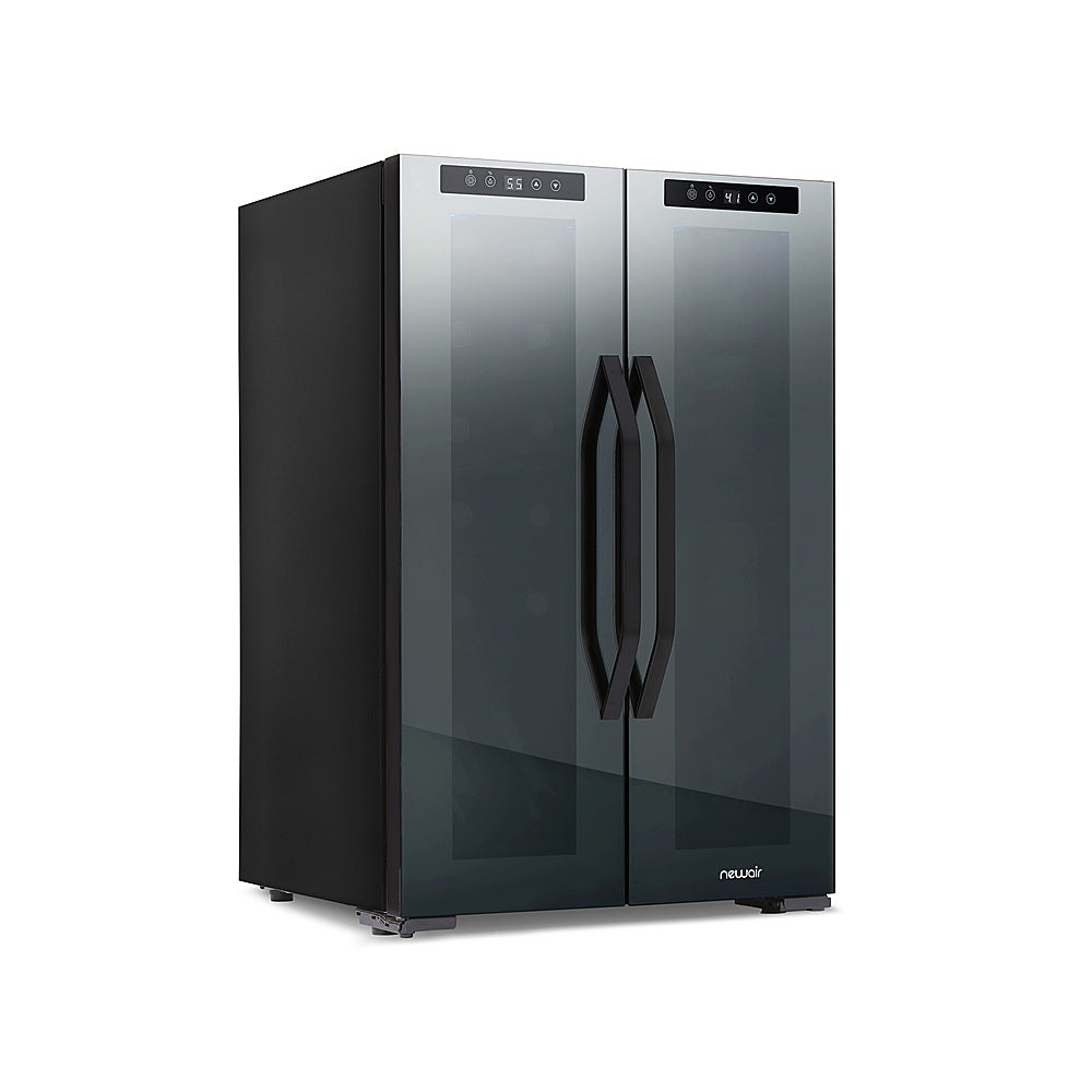 NewAir - 12-Bottle & 39-Can Dual Zone Wine Cooler with Mirrored Glass Door & Compressor Cooling, Digital Temperature Control - Black_0