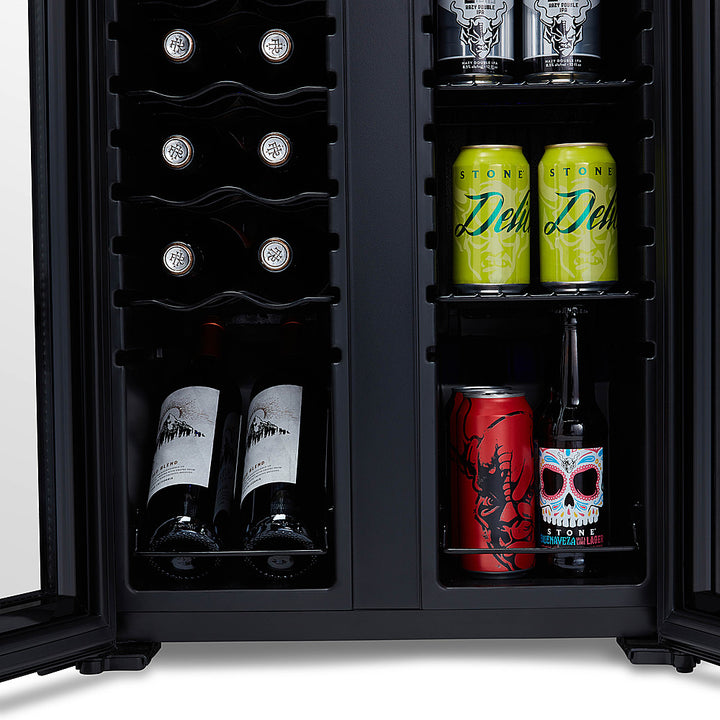 NewAir - 12-Bottle & 39-Can Dual Zone Wine Cooler with Mirrored Glass Door & Compressor Cooling, Digital Temperature Control - Black_12