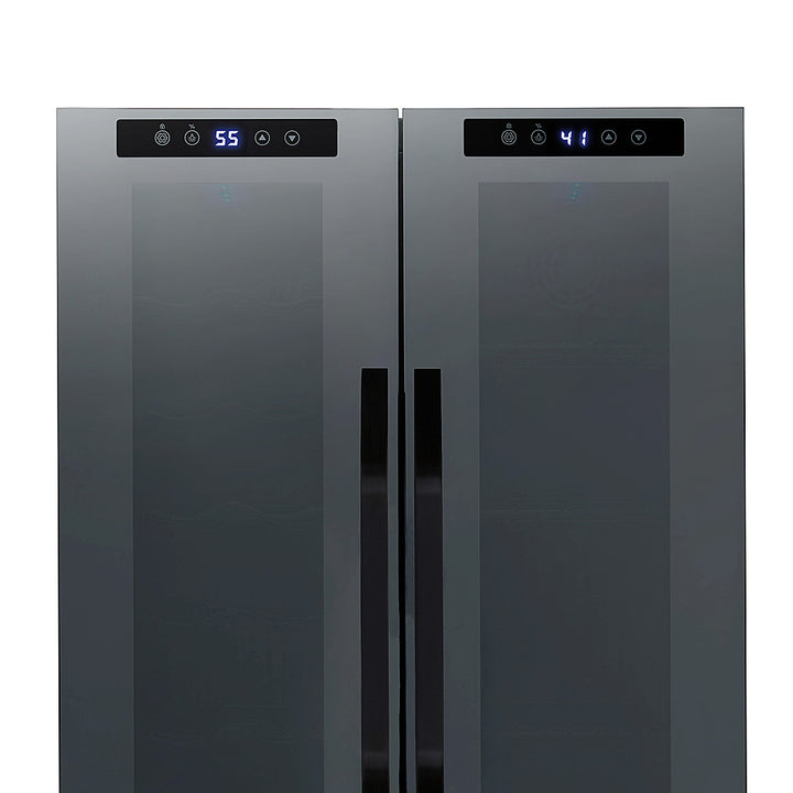 NewAir - 12-Bottle & 39-Can Dual Zone Wine Cooler with Mirrored Glass Door & Compressor Cooling, Digital Temperature Control - Black_2