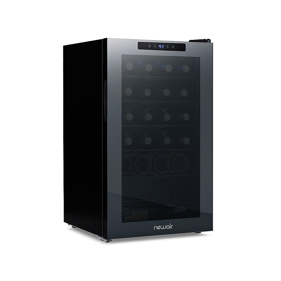 NewAir - 24-Bottle Wine Cooler with Mirrored Double-Layer Tempered Glass Door & Compressor Cooling, Digital Temperature Control - Black_0