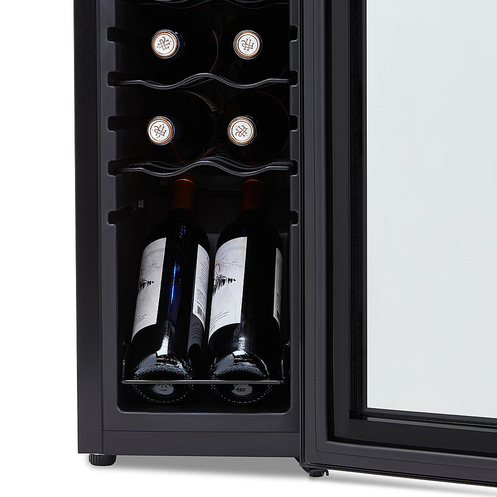 NewAir - 12-Bottle Wine Cooler with Mirrored Double-Layer Tempered Glass Door & Compressor Cooling, Digital Temperature Control - Black_11